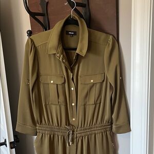 ME+EM Olive Green Button-Up Jumpsuit